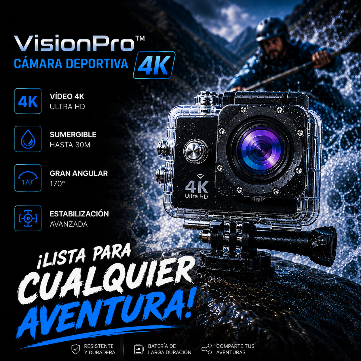 VisionPro™ | Cámara Deportiva 4K + accesorios