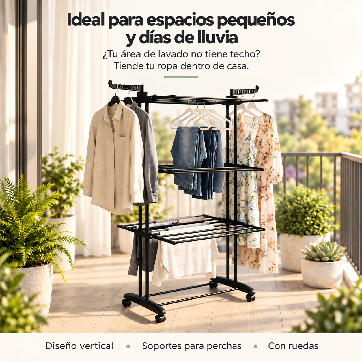 Tendedero para espacios pequeños y días de lluvia