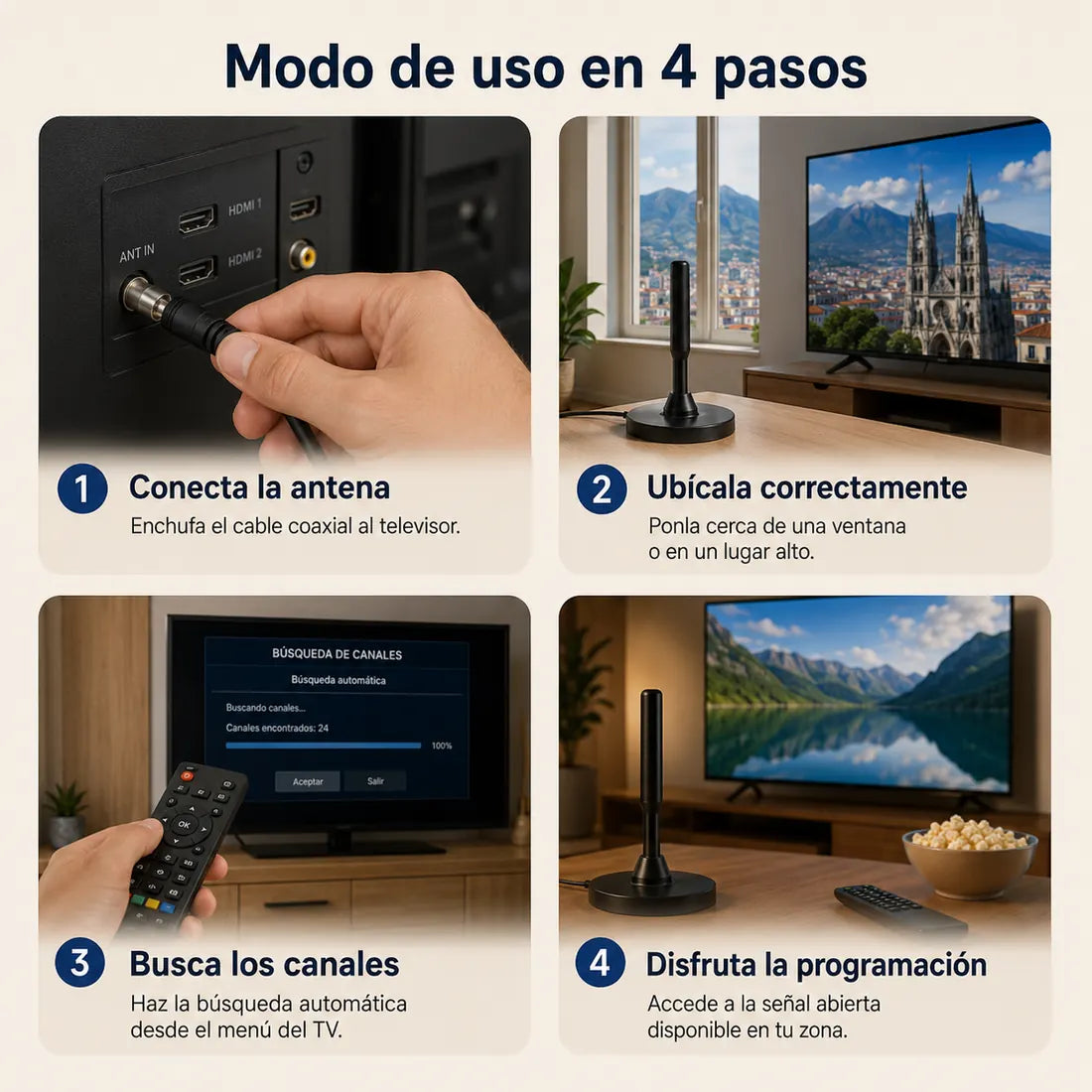 Instalación sencilla de la antena TDT