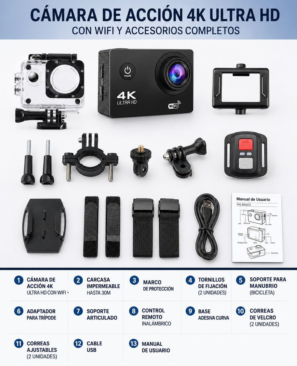 VisionPro™ | Cámara Deportiva 4K + accesorios (Cópia)