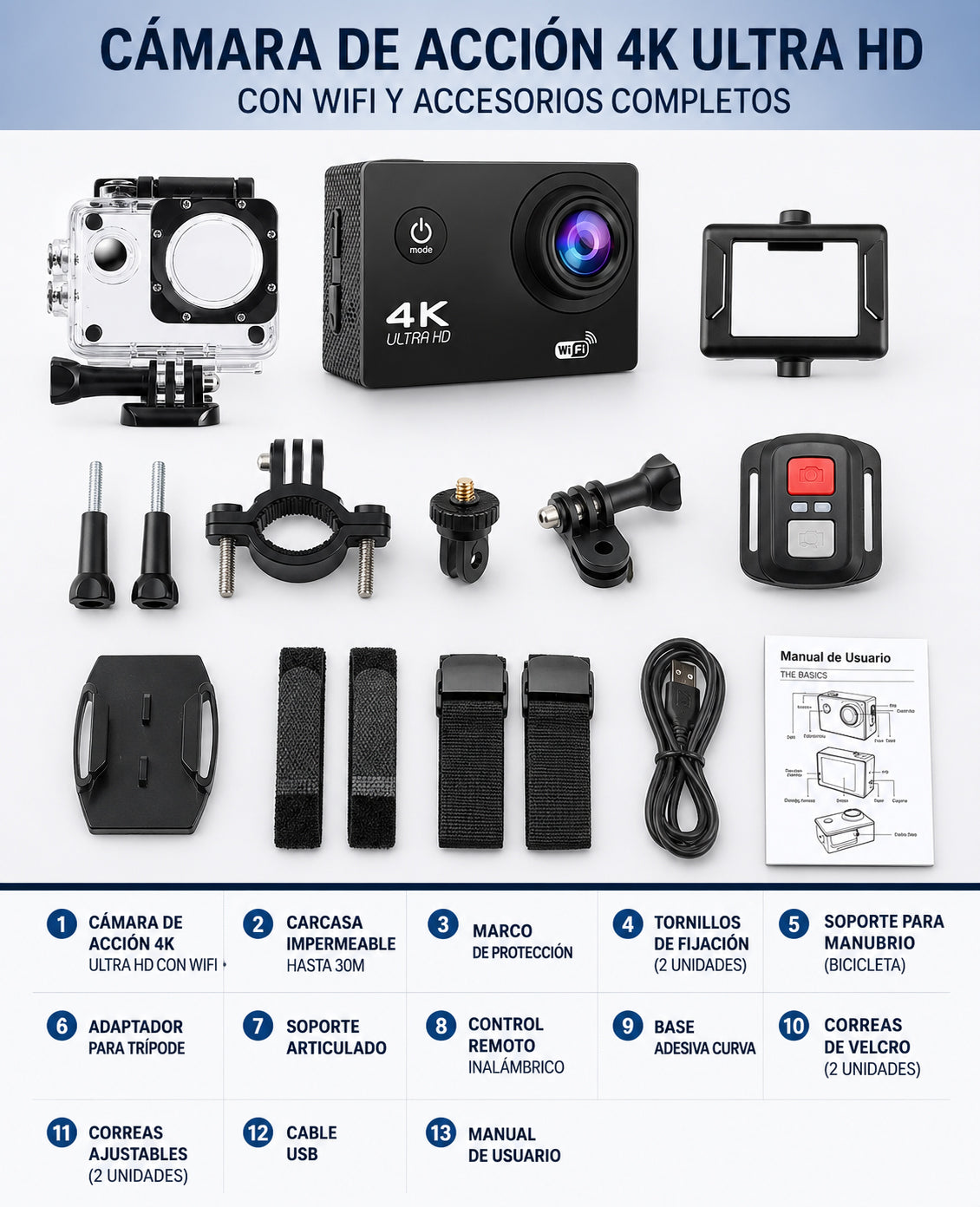 VisionPro™ | Cámara Deportiva 4K + accesorios (Cópia)