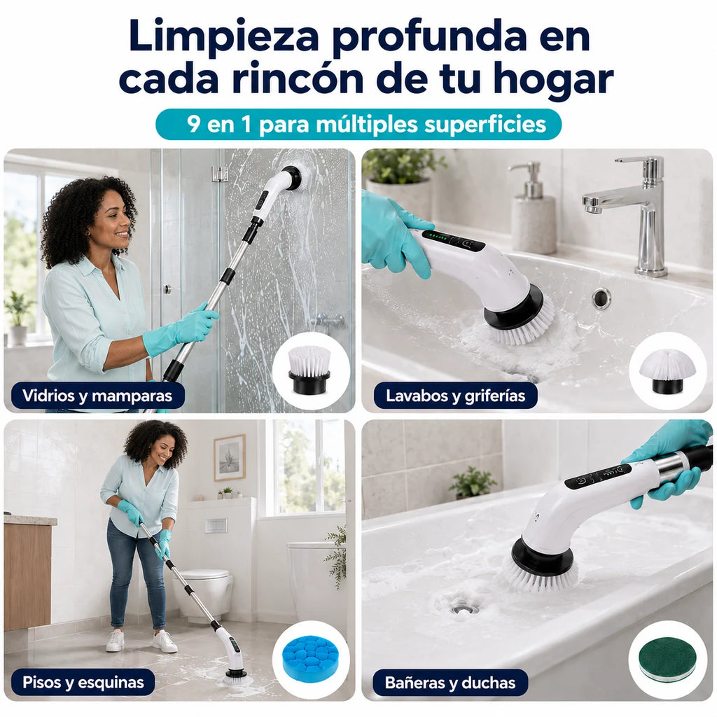 ¡DEJA DE TALLAR Y TERMINAR AGOTADA! Limpia más rápido con el Cepillo Eléctrico 9 en 1 — ⚠️ Oferta por tiempo limitado